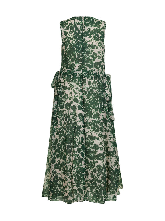 Abito SMMALIBI in tela ramiè stampata verde