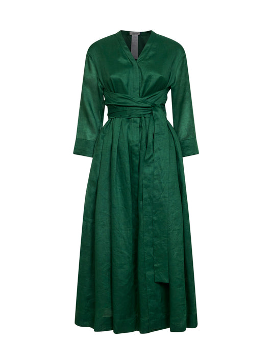 Abito chemisier SMMCAMILLA in tela ramiè verde