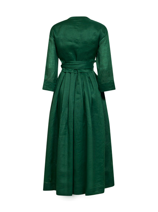 Abito chemisier SMMCAMILLA in tela ramiè verde