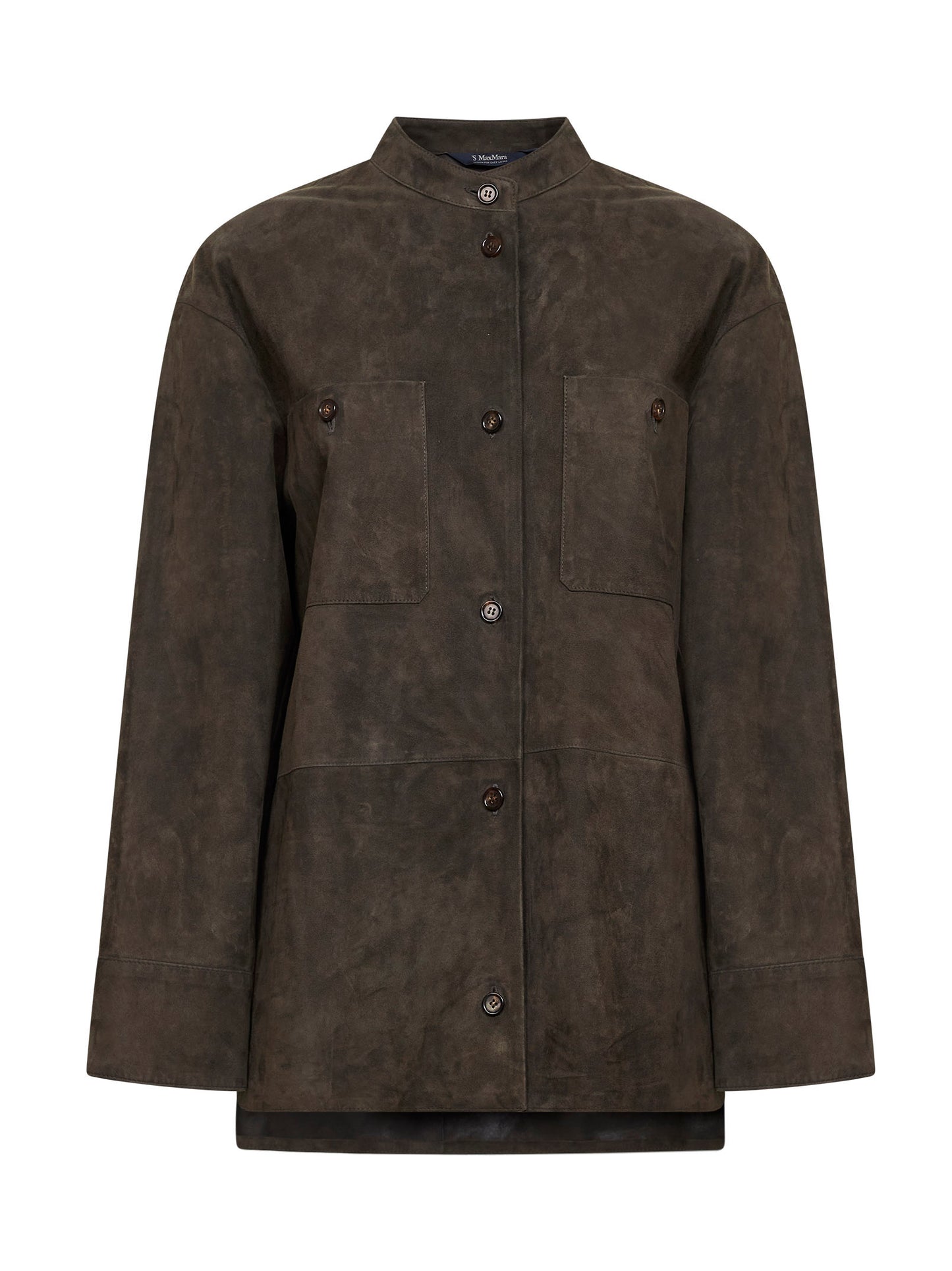 Giacca midi SMMELODIA in pelle scamosciata verde