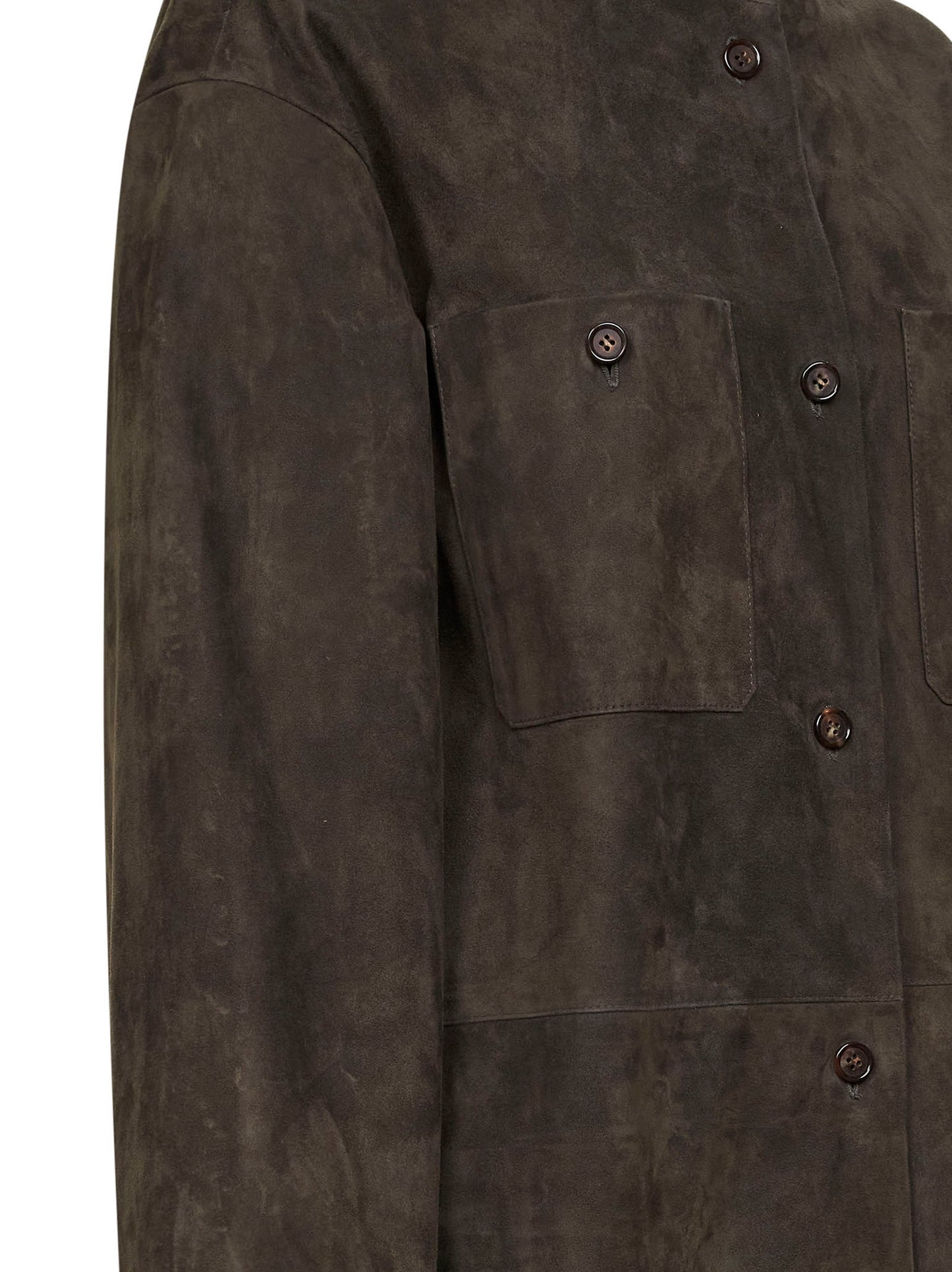 Giacca midi SMMELODIA in pelle scamosciata verde