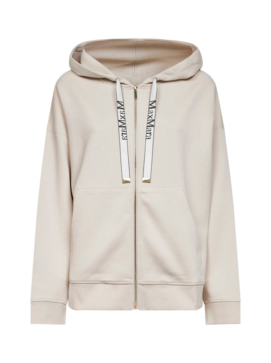 Felpa con zip e cappuccio SMMJOUR in jersey ecrù