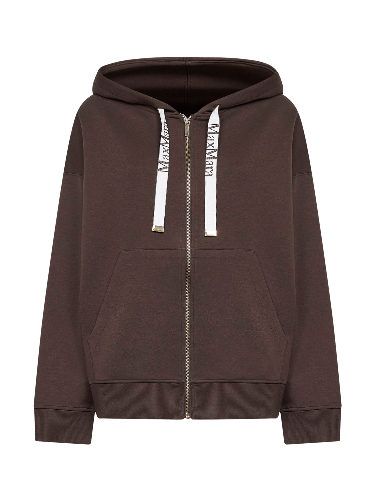 Felpa con zip e cappuccio SMMJOUR in jersey cioccolato