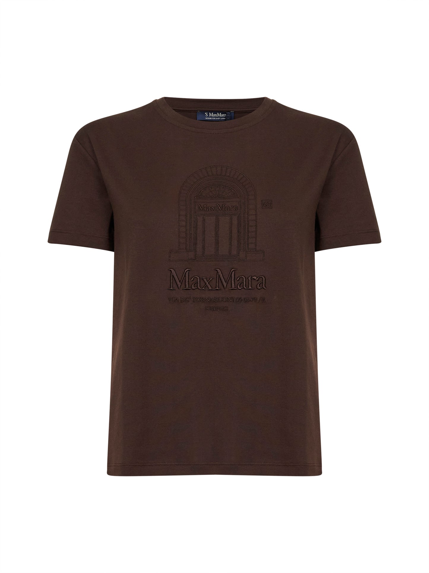 Dark brown jersey SMMBELLA embroidered T-shirt