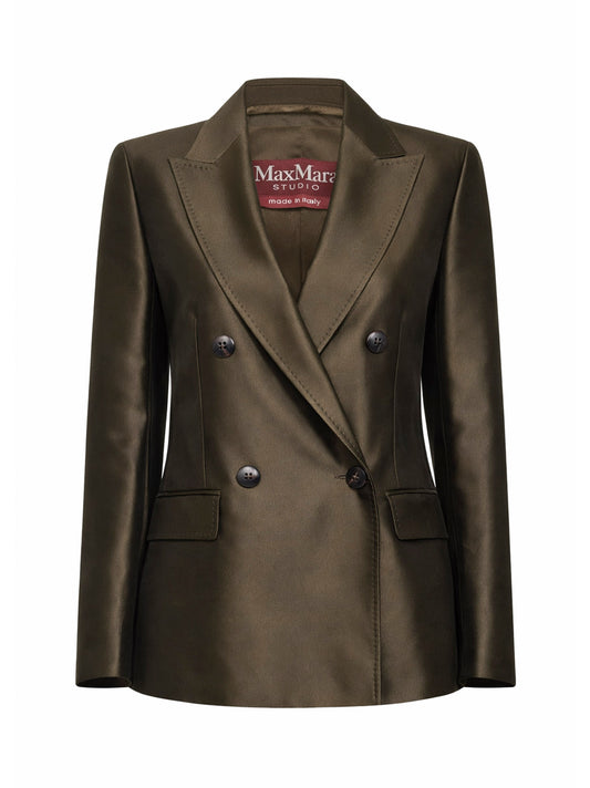 Khaki green silk blend shantung MSTPECCATI blazer