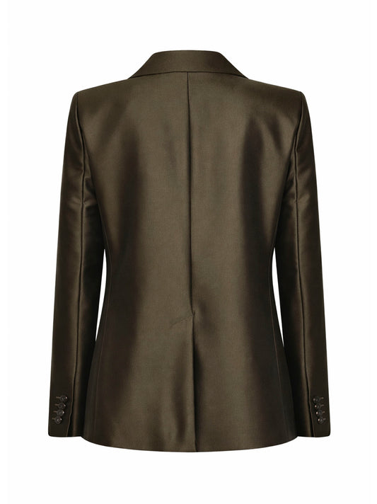 Khaki green silk blend shantung MSTPECCATI blazer