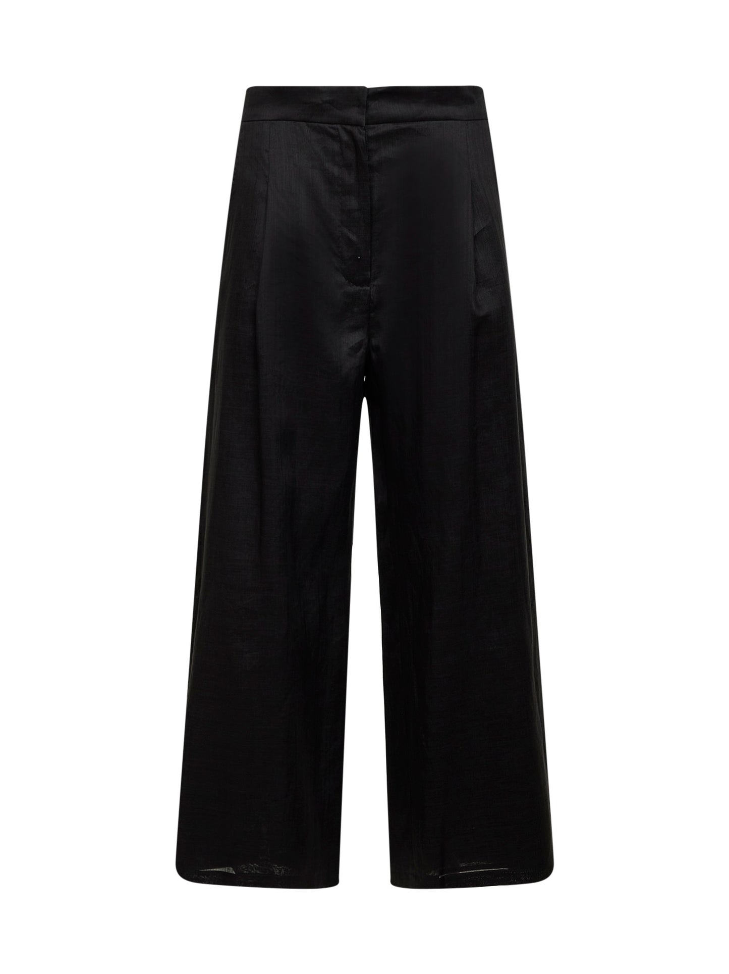 Black washed ramie canvas MSTTARTUFO cropped trousers