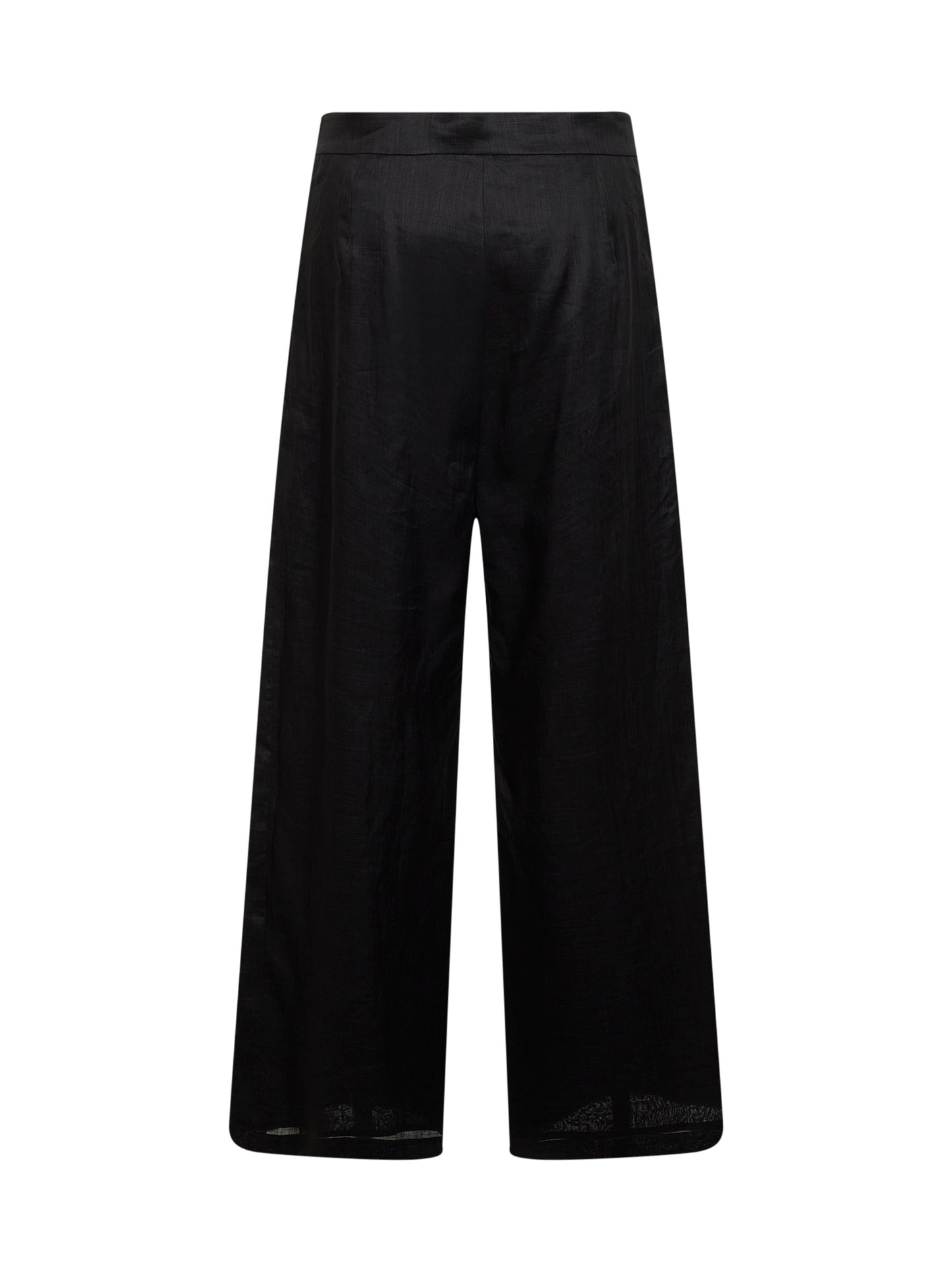 Black washed ramie canvas MSTTARTUFO cropped trousers