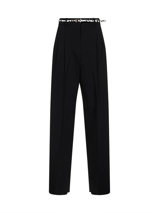 Pantaloni fluidi MSTCORVINO in cady nero