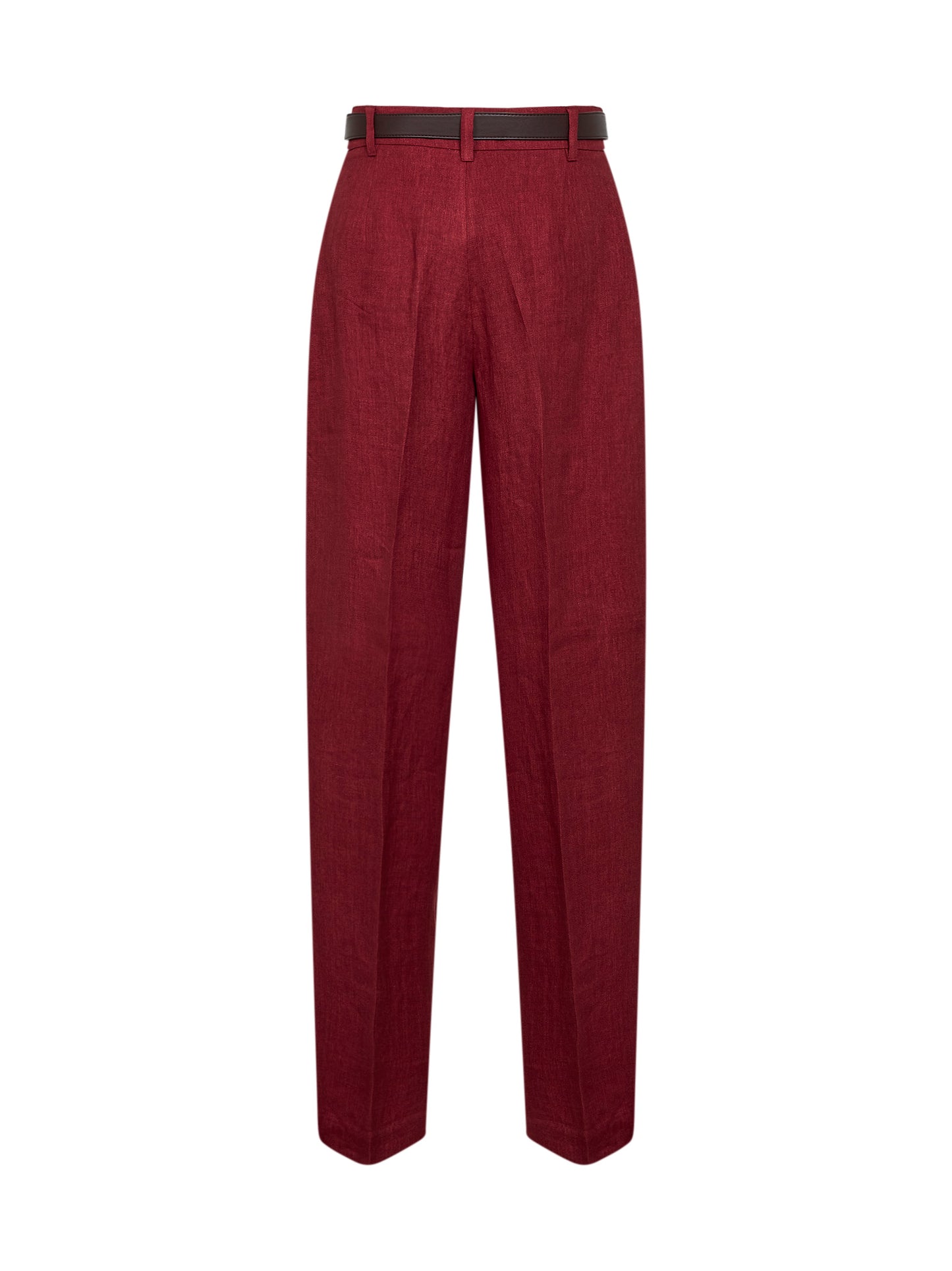 Brick red faded linen twill MSTSUMERO belted wide-leg trousers