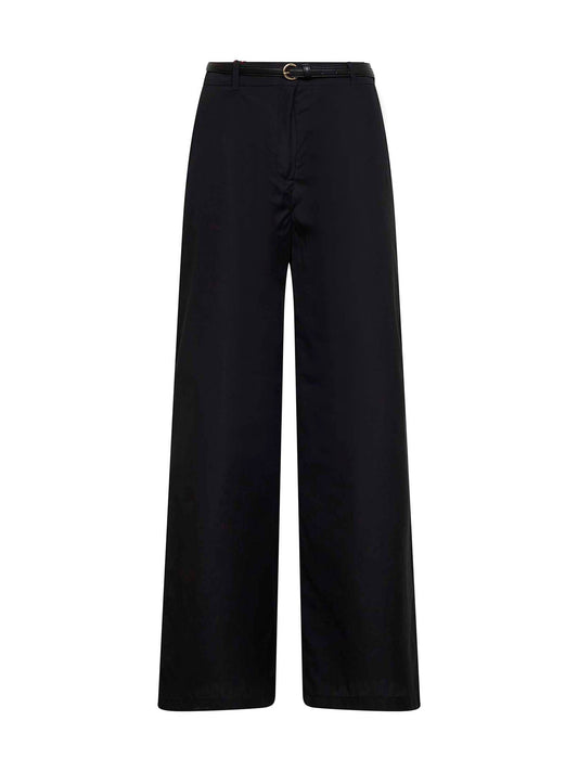 Black poplin MSTFAREA belted trousers