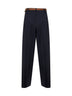 Pantaloni fluidi MSTBACIO in tela di lana stretch blu