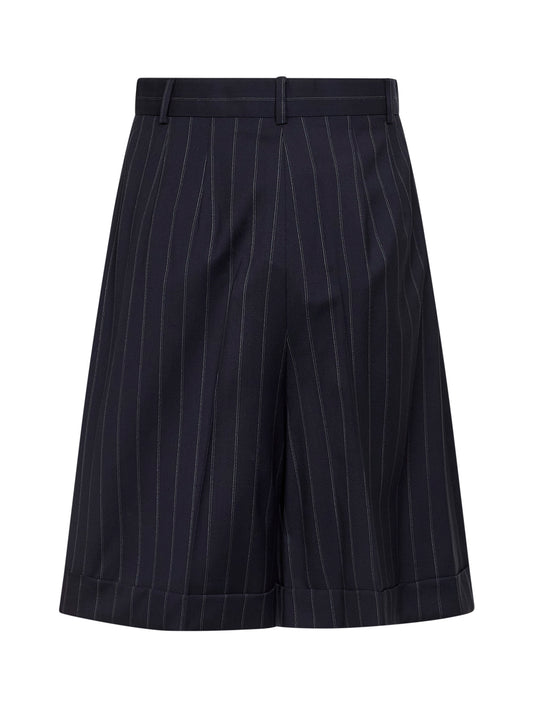 Bermuda MSTERE in tela di lana gessata blu