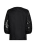 Black washed ramie gauze and broderie anglaise MSTORDINE T-shirt