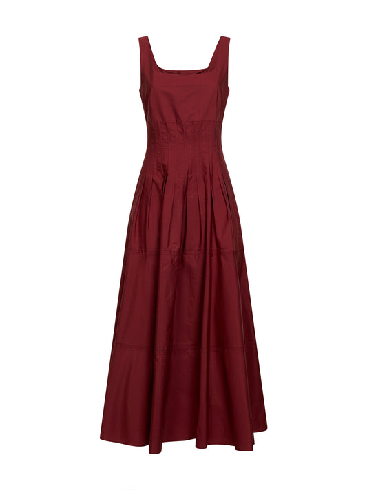 Brick red poplin MSTFELTRE long dress