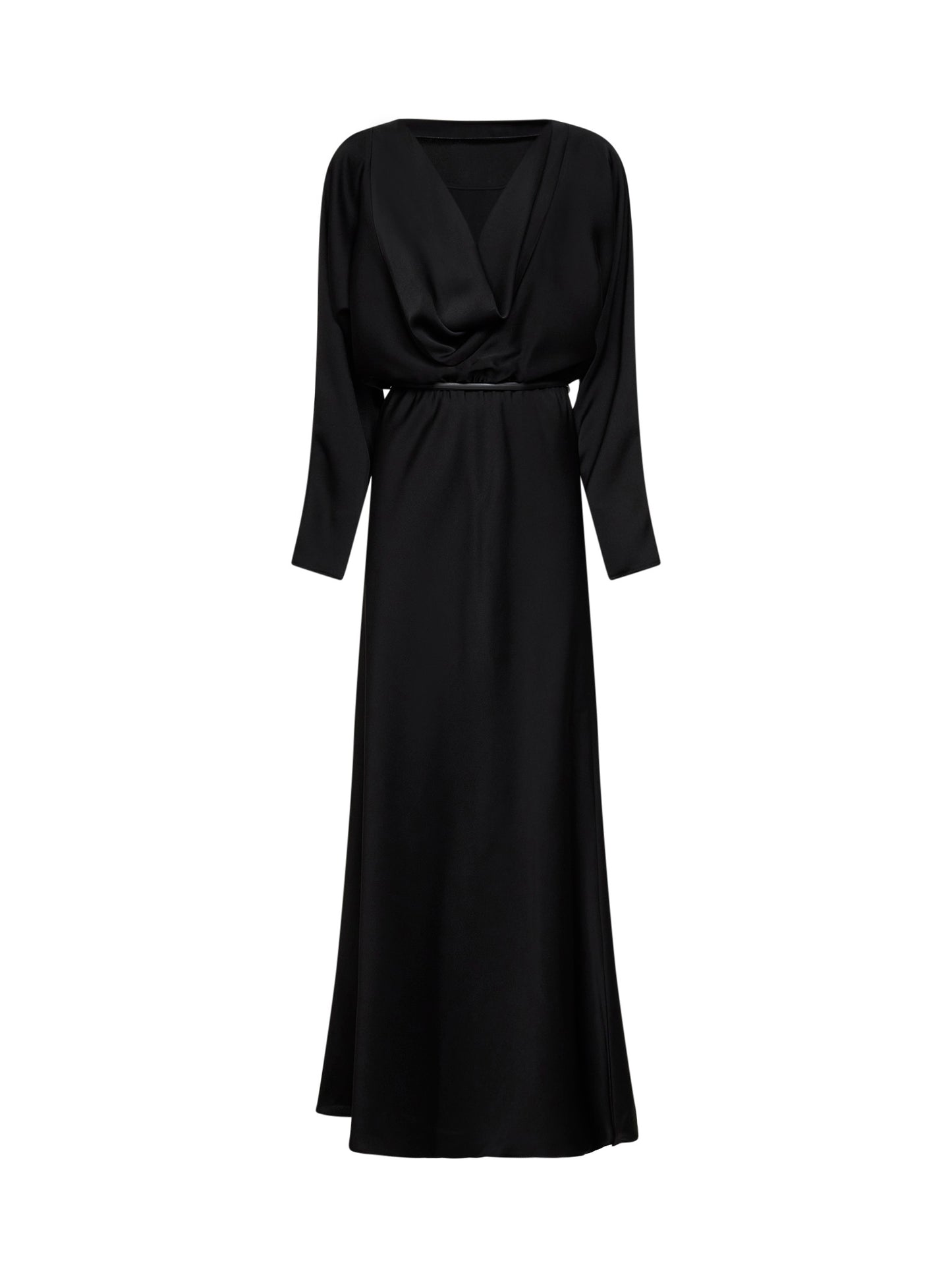 Black lightweight satin MSEPENTOLA long dress
