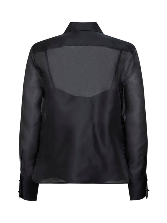 Camicia ricamata MSEAGI in organza di seta nera