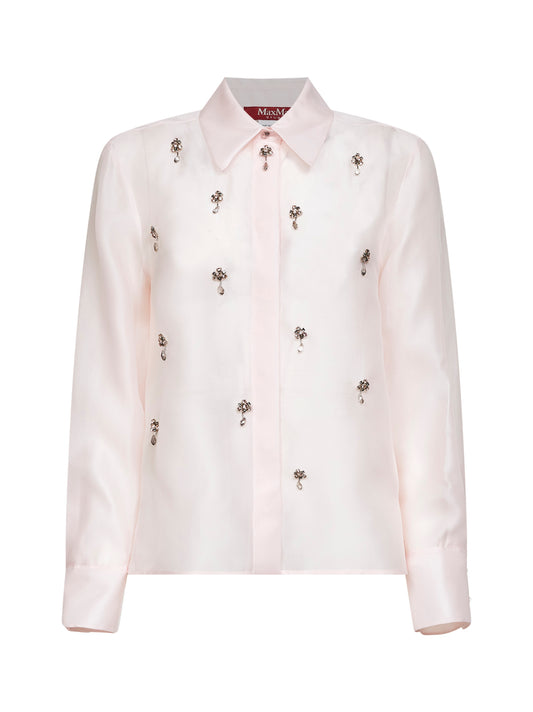 Camicia ricamata MSEAGI in organza di seta rosa