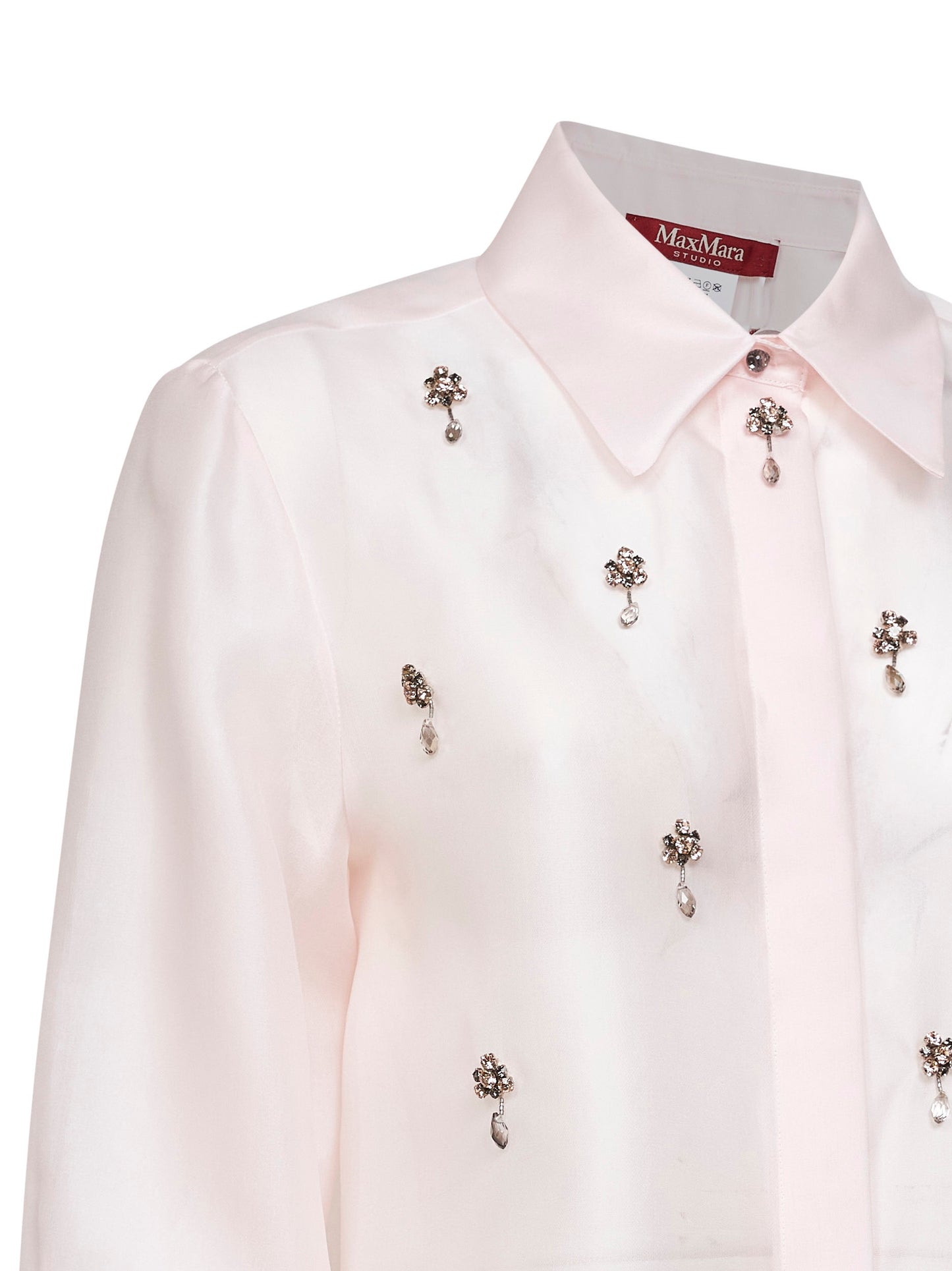 Camicia ricamata MSEAGI in organza di seta rosa