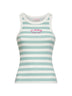Canotta Ada in cotone a costine a righe verde salvia e bianco