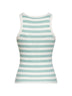 Canotta Ada in cotone a costine a righe verde salvia e bianco