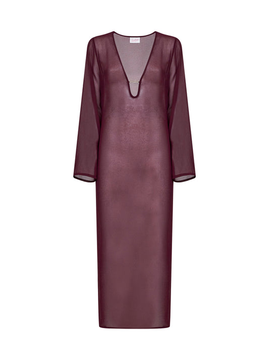 Abito maxi Agatha Plate in georgette bordeaux