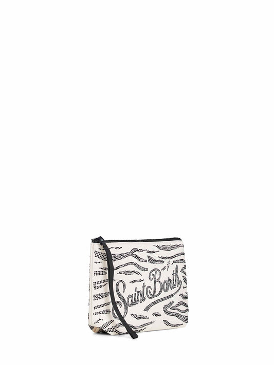 Pochette con strass Aline bianca e nera