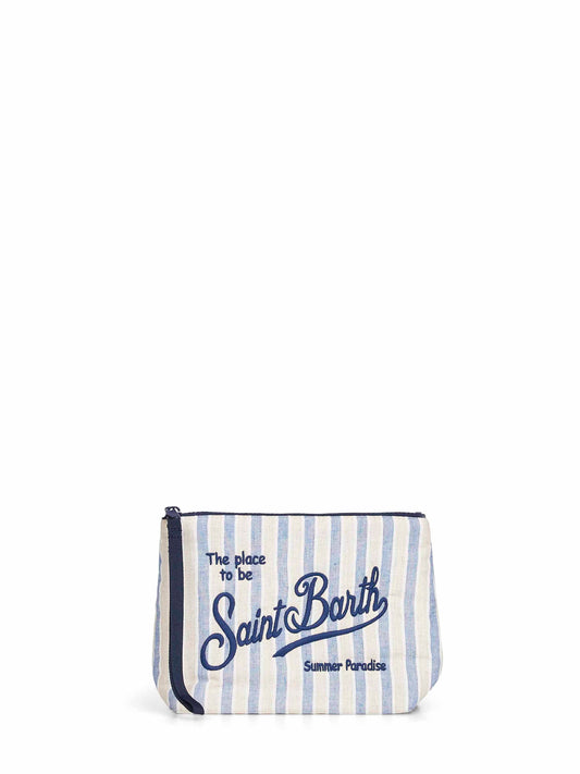 Pochette a righe Aline bianco e azzurro