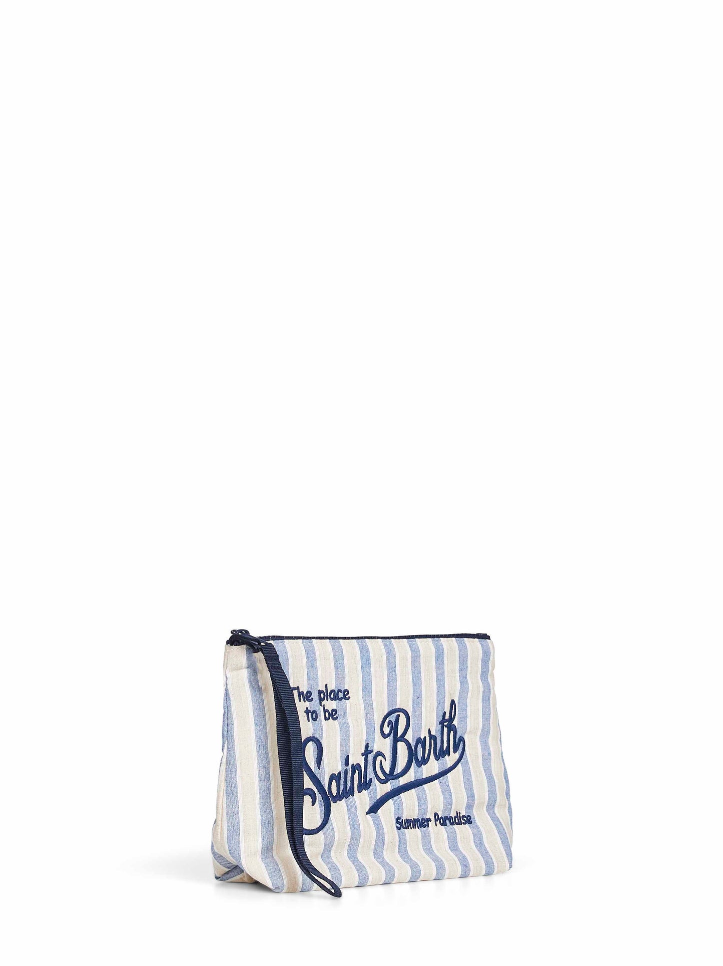 Pochette a righe Aline bianco e azzurro