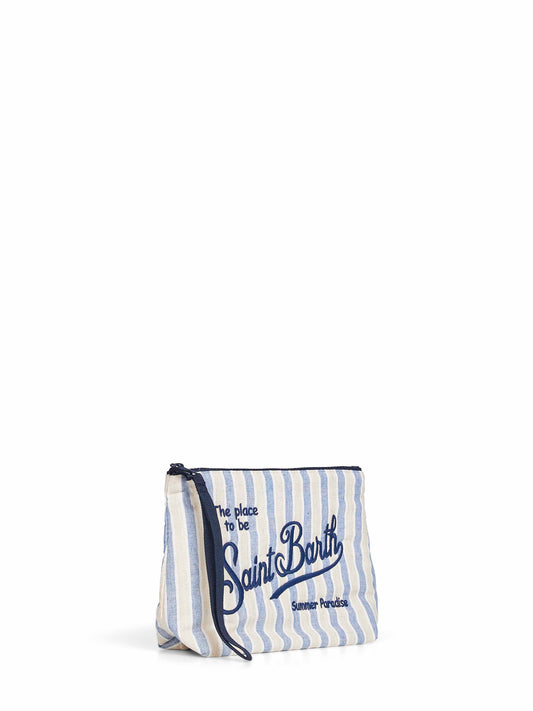 Pochette a righe Aline bianco e azzurro