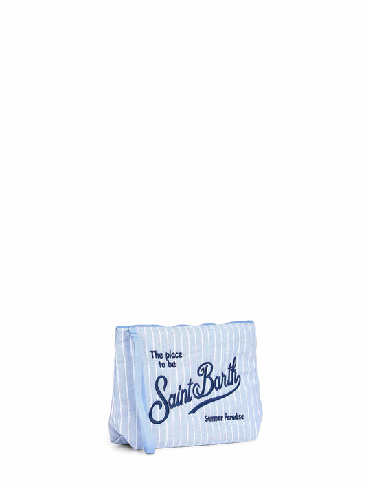 Pochette a righe Aline azzurro e bianco