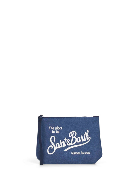 Pochette ricamata Aline blu