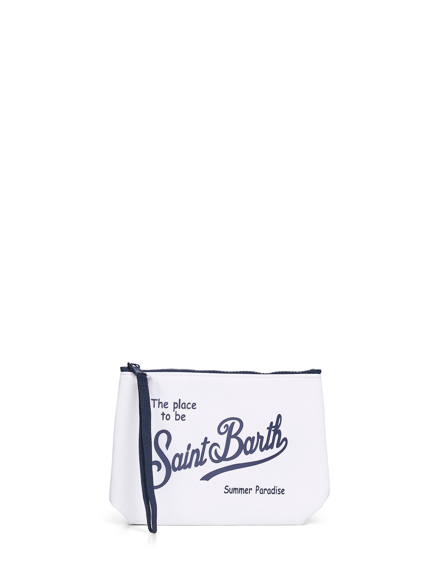 White Aline printed clutch bag
