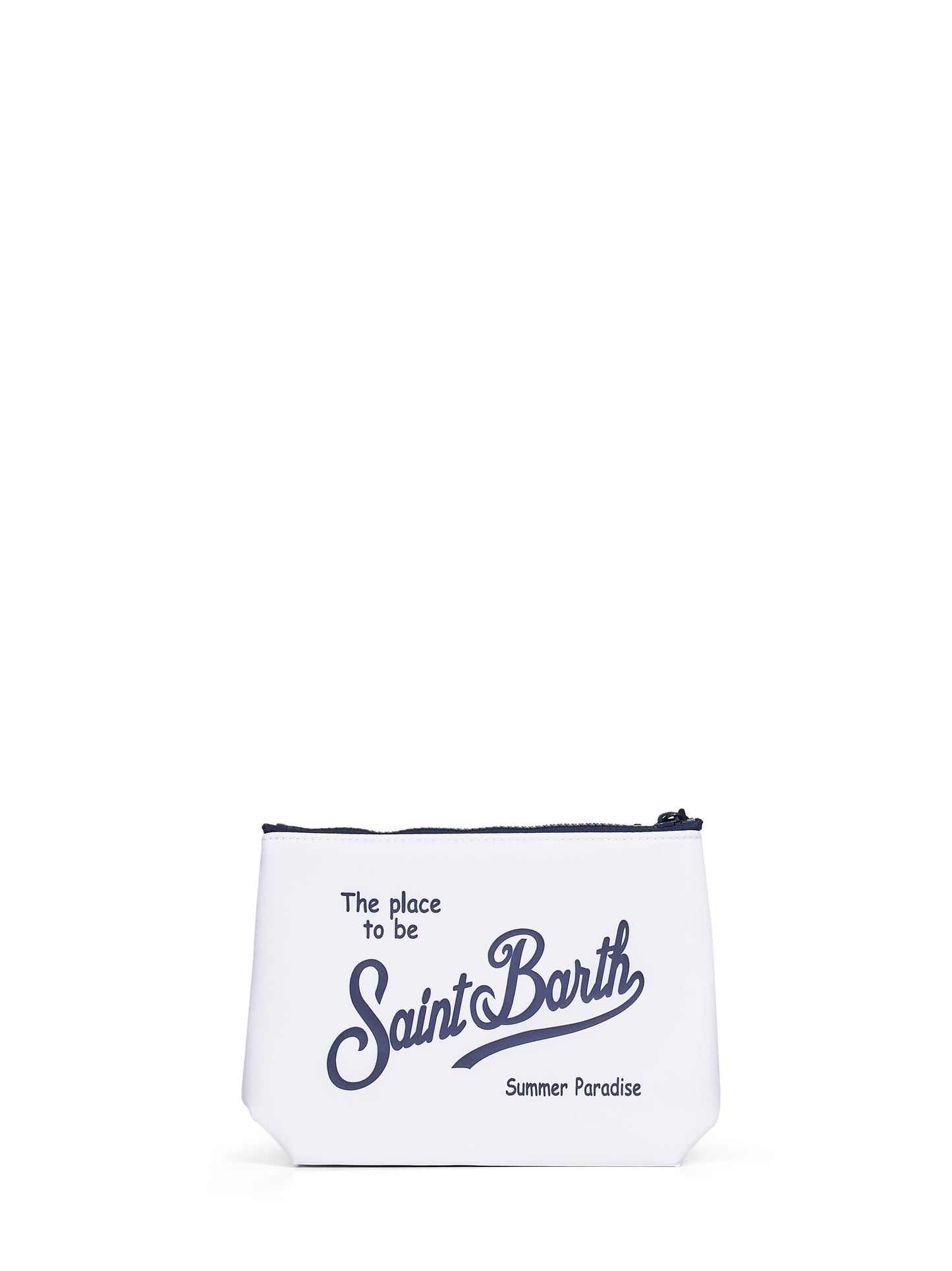 White Aline printed clutch bag