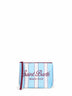 Light blue and white Aline striped-print clutch bag