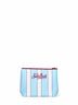 Light blue and white Aline striped-print clutch bag