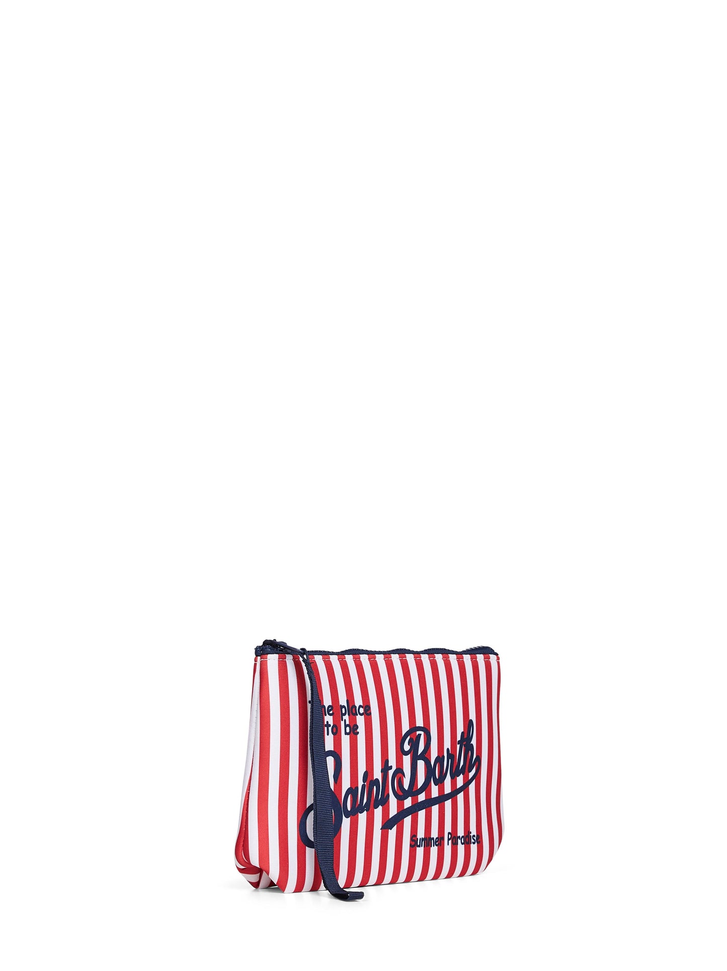 Pochette stampa a righe mini Aline rosso e bianco