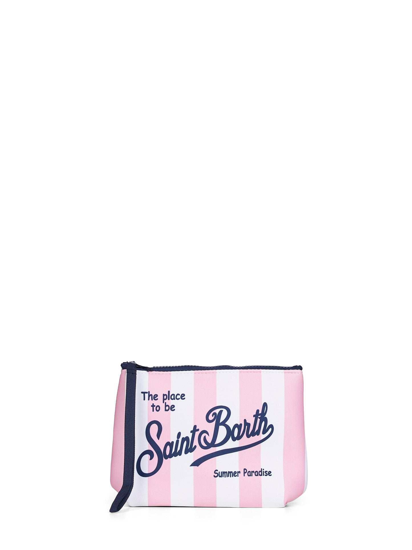 Pochette stampa a righe larghe Aline rosa e bianco