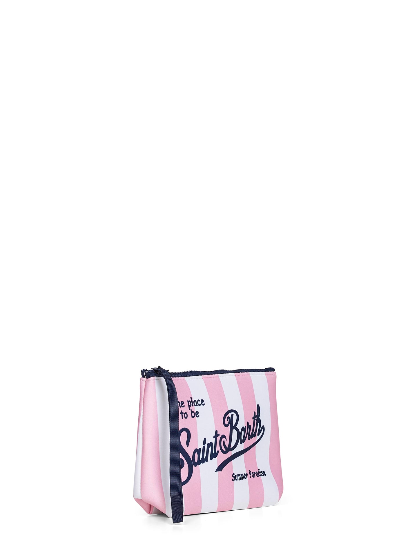 Pochette stampa a righe larghe Aline rosa e bianco