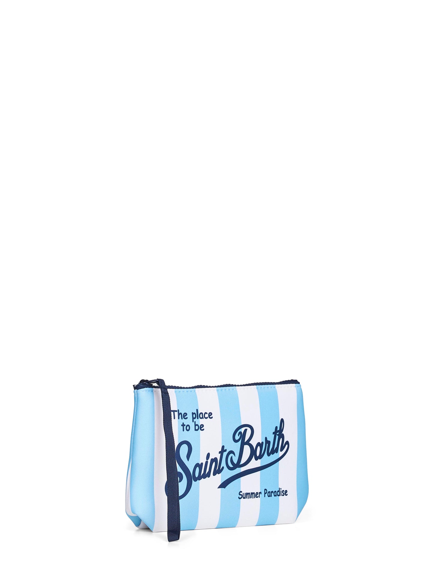 Pochette stampa a righe larghe Aline azzurro e bianco