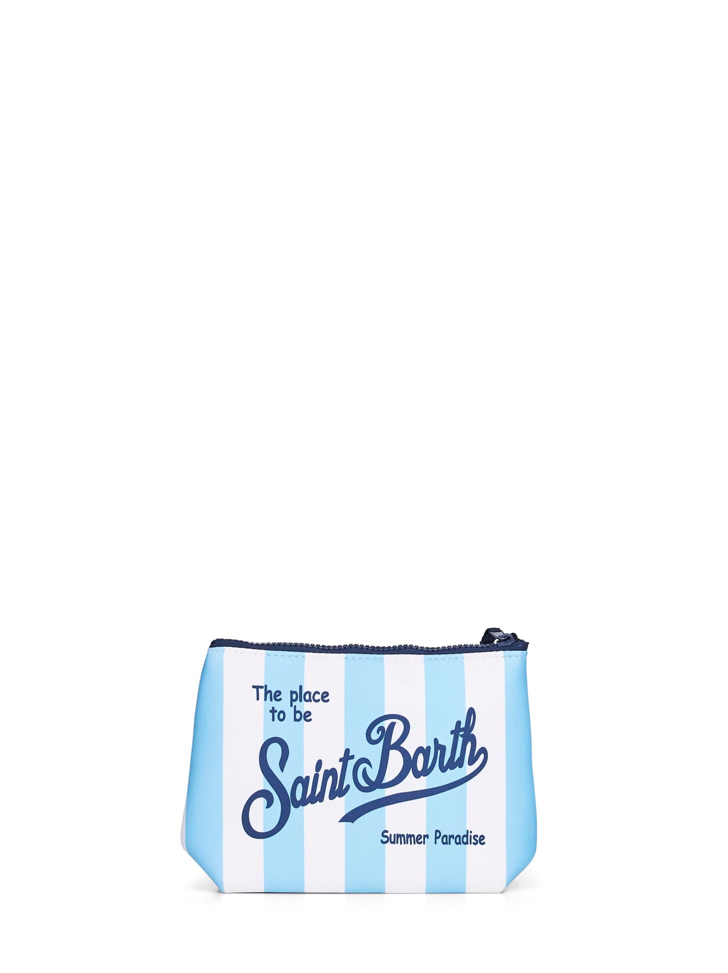 Pochette stampa a righe larghe Aline azzurro e bianco