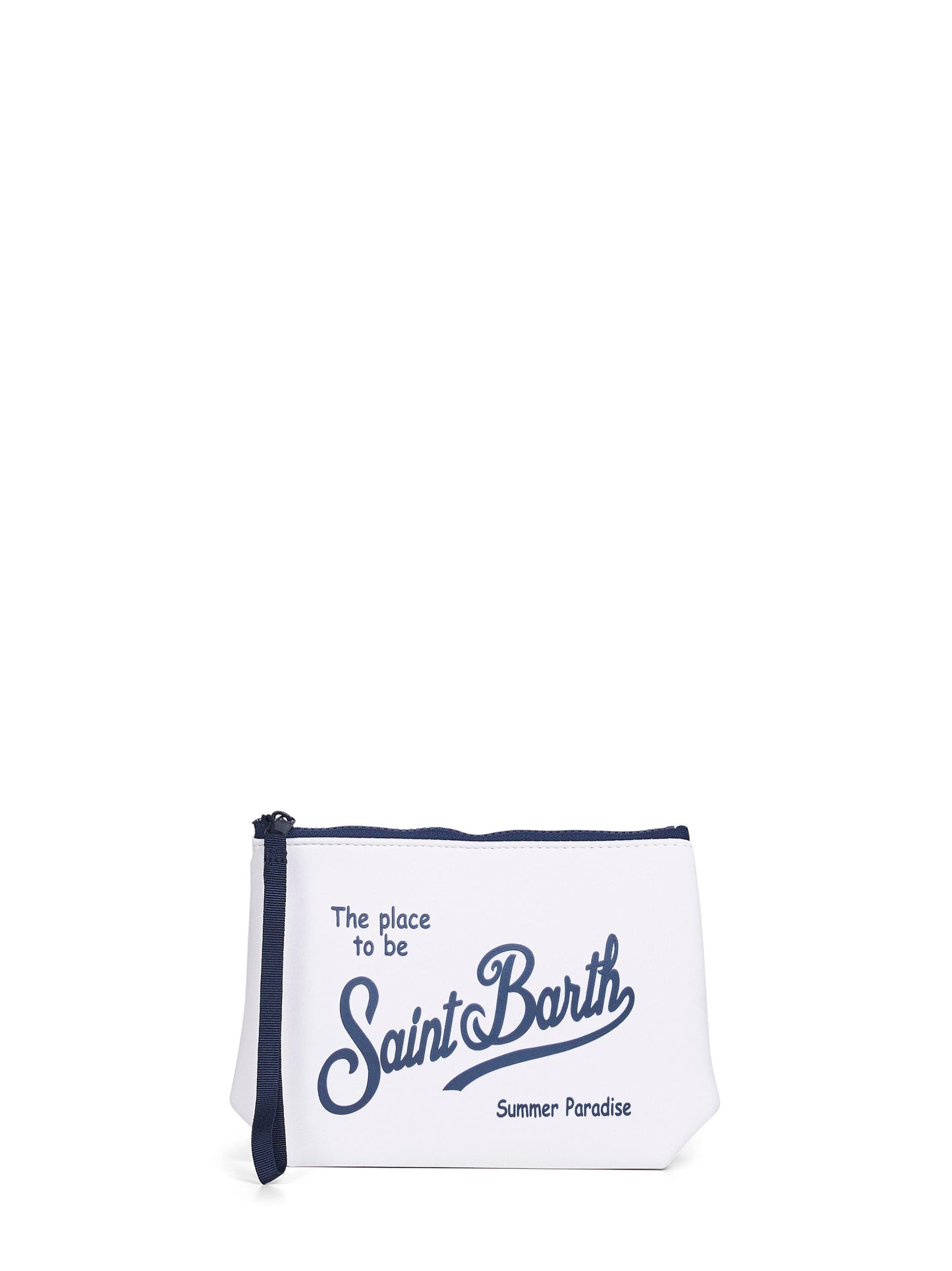 White Aline printed clutch bag