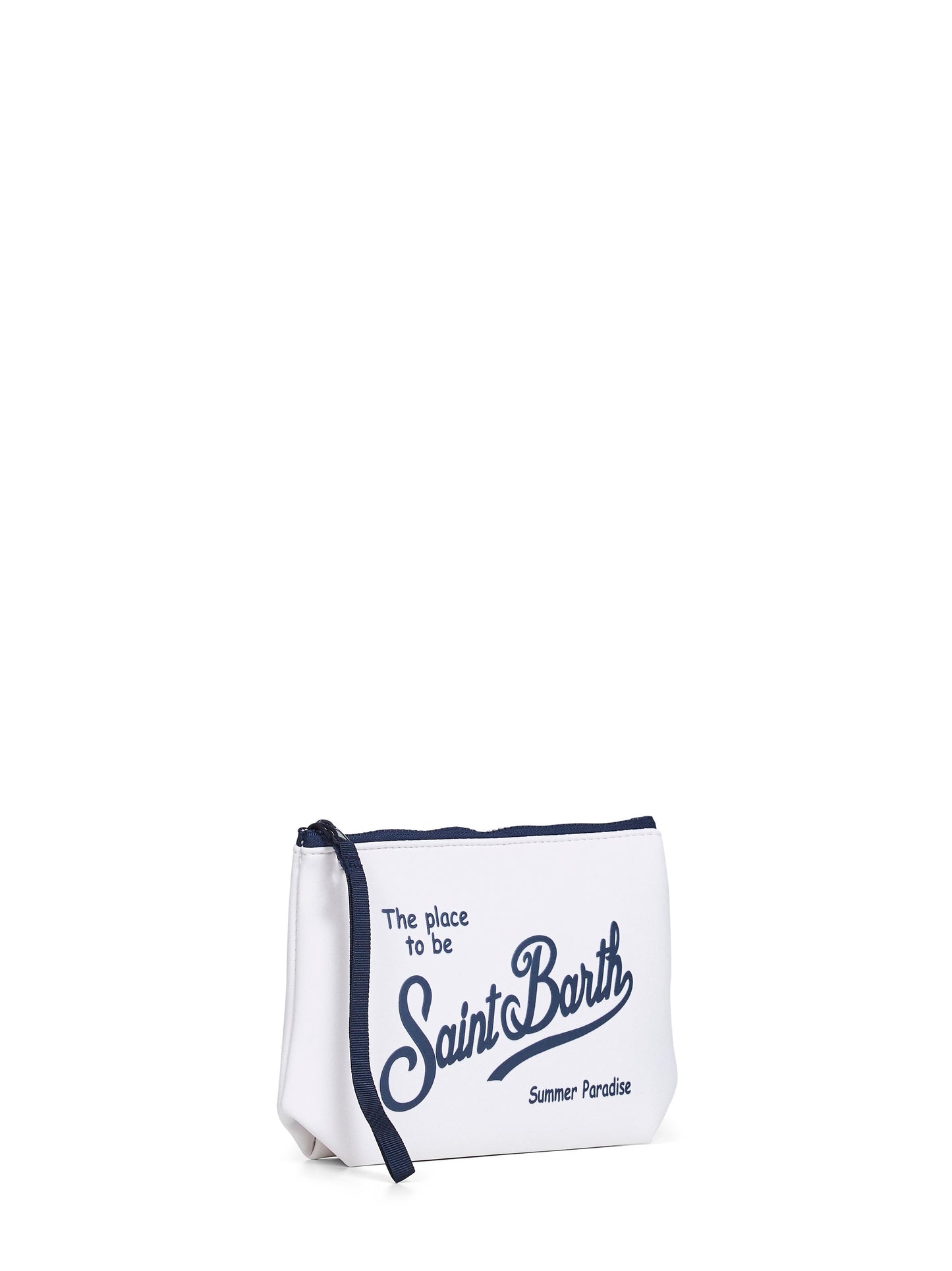 White Aline printed clutch bag