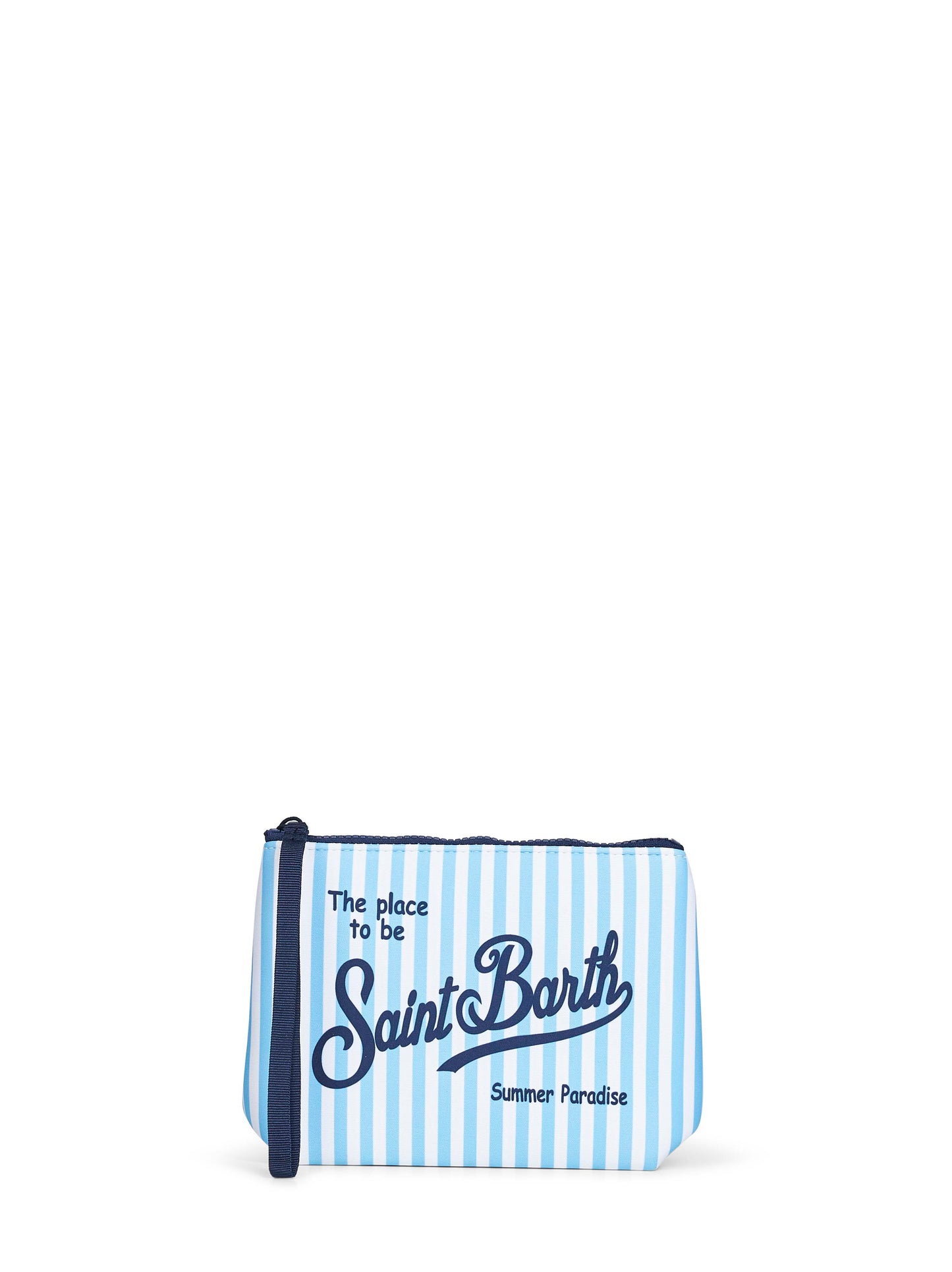 Pochette stampa a righe mini Aline azzurro e bianco