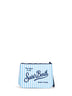 Pochette stampa a righe mini Aline azzurro e bianco