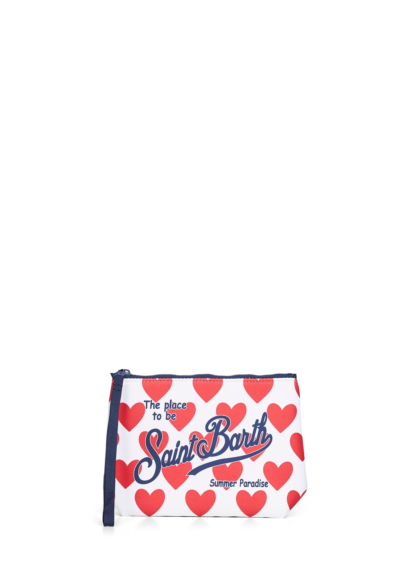 Pochette stampa cuori Aline bianco e rosso