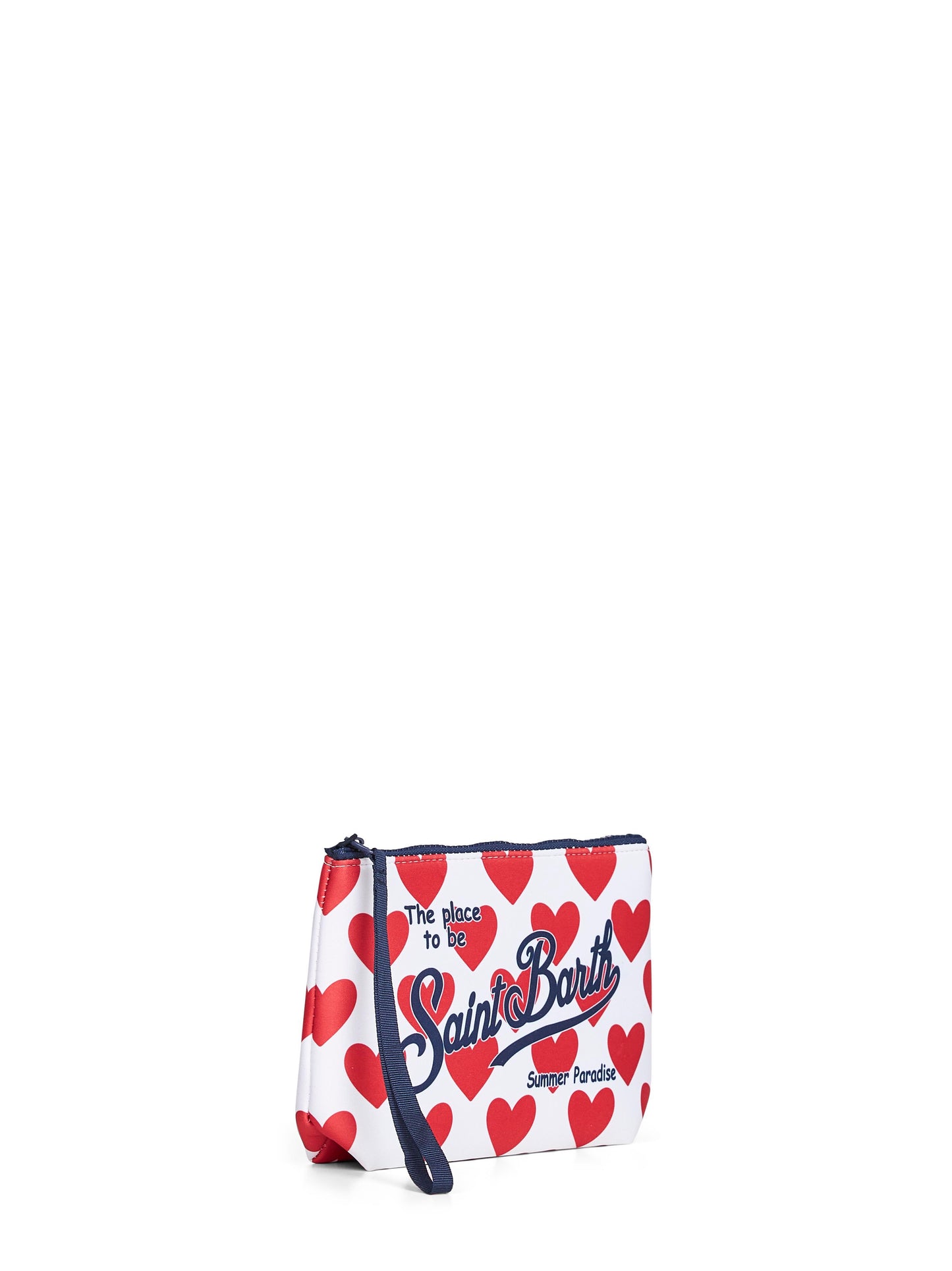 Pochette stampa cuori Aline bianco e rosso