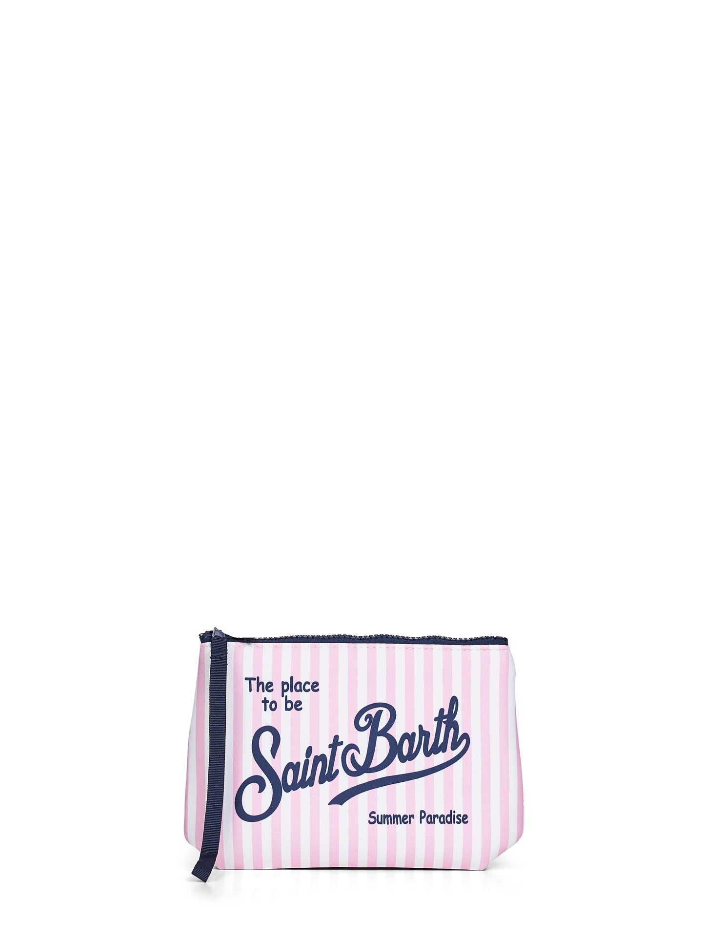 Pochette stampa a righe mini Aline rosa e bianco