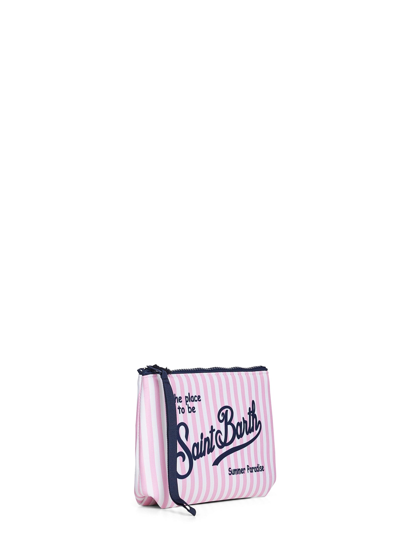 Pochette stampa a righe mini Aline rosa e bianco