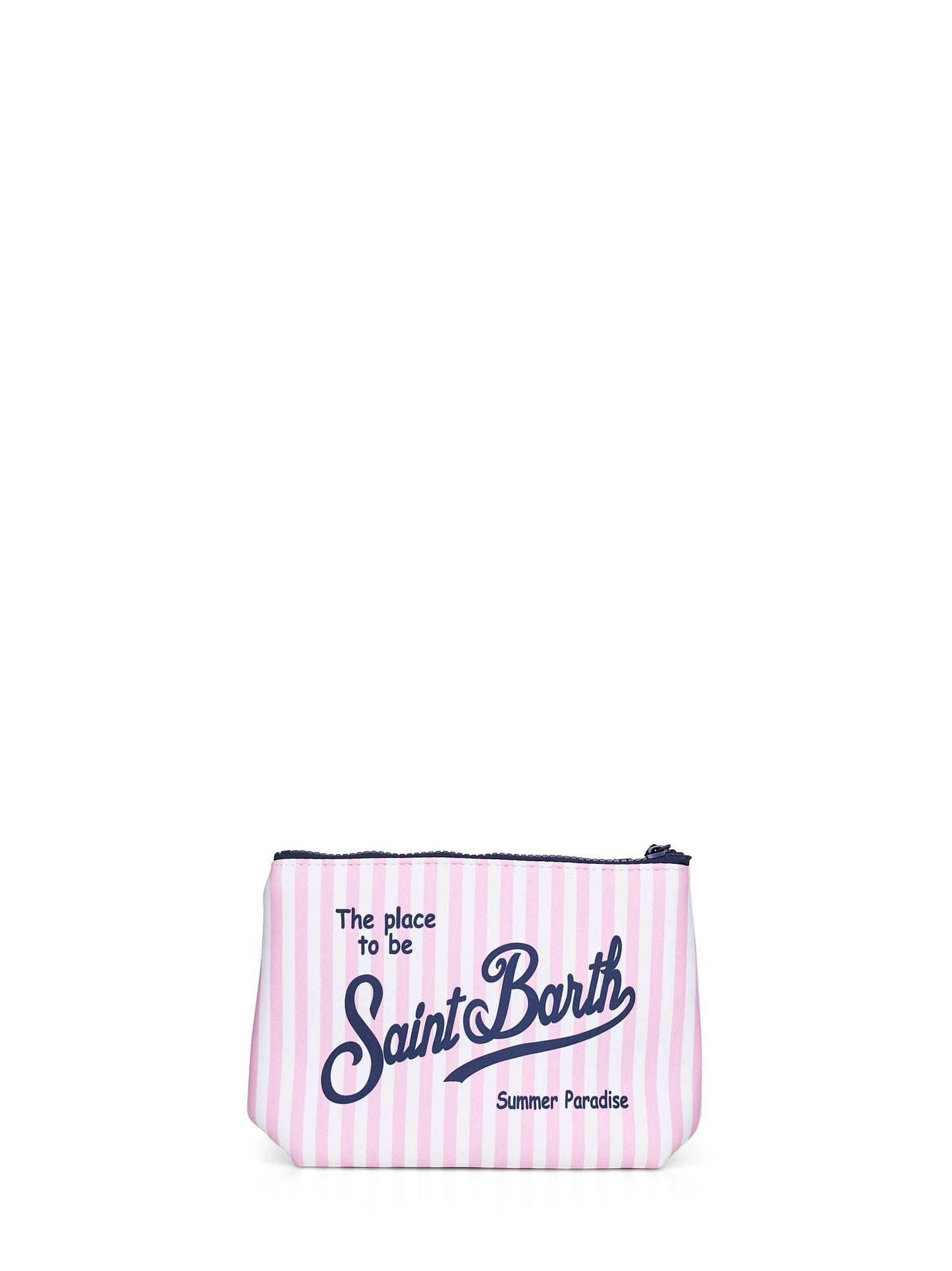 Pochette stampa a righe mini Aline rosa e bianco